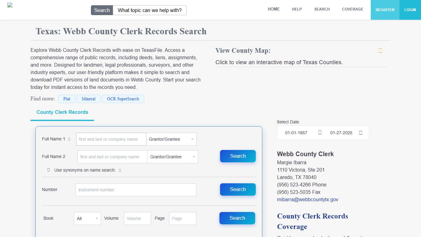 Webb County Clerk Records Search TexasFile